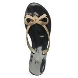 Melissa Womens Metallic Gold Bow Thong Sandals Rubber Sole Size 7